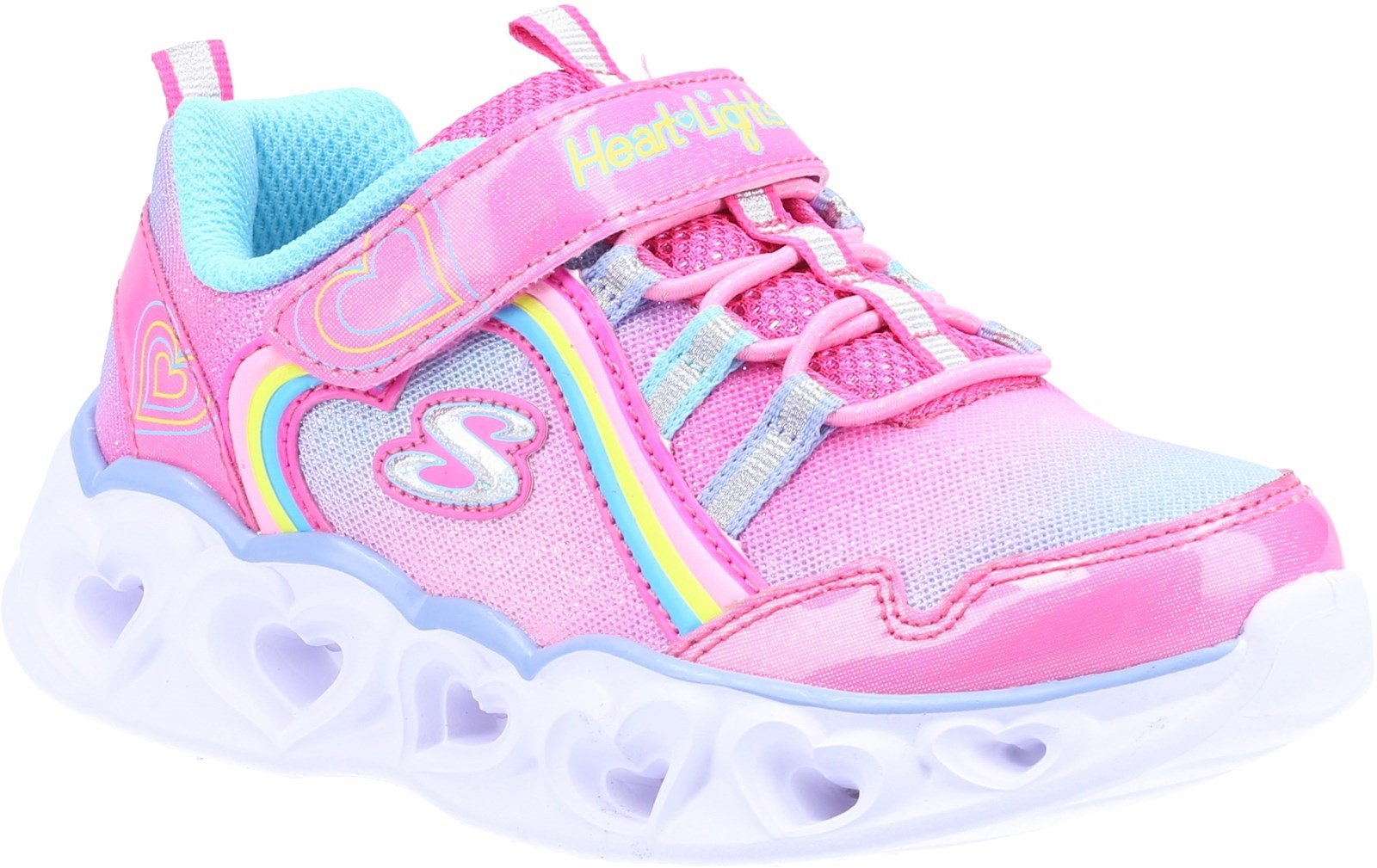 Skechers Kid's Heart Lights Rainbow Lux Trainer Various Colours 32081 - Pink/Mulitcoloured 4