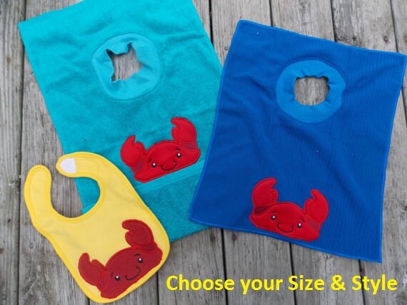 Crab Personalized Bib, Baby Shower Gift, 1st Birthday Adult Special Needs Clothing Protector, Seafood Ocean