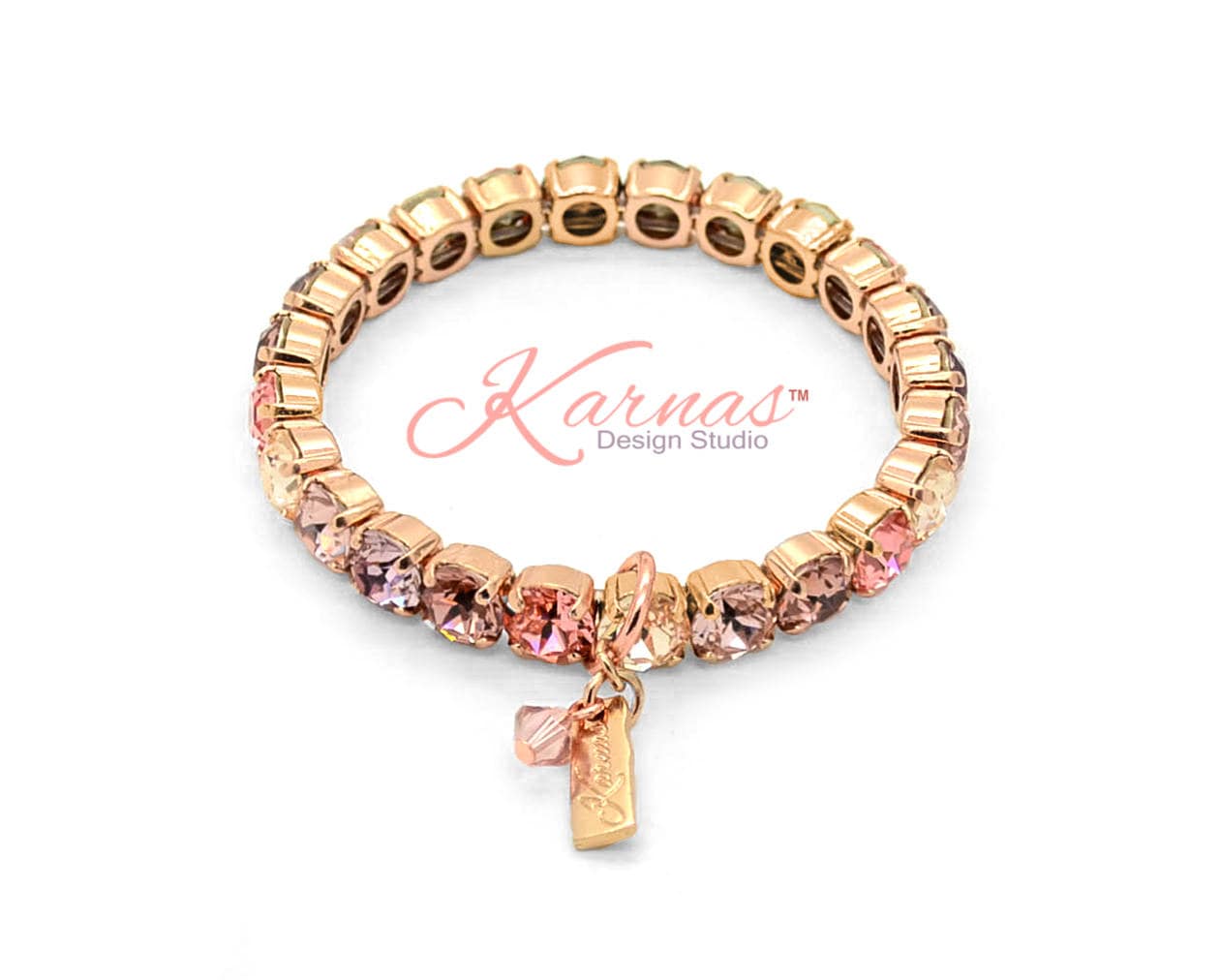 Peach Cobbler 8mm Stretch Bracelet Made With K.d.s. Premium Crystal Pick Your Finish Karnas Design Studio Free Shipping