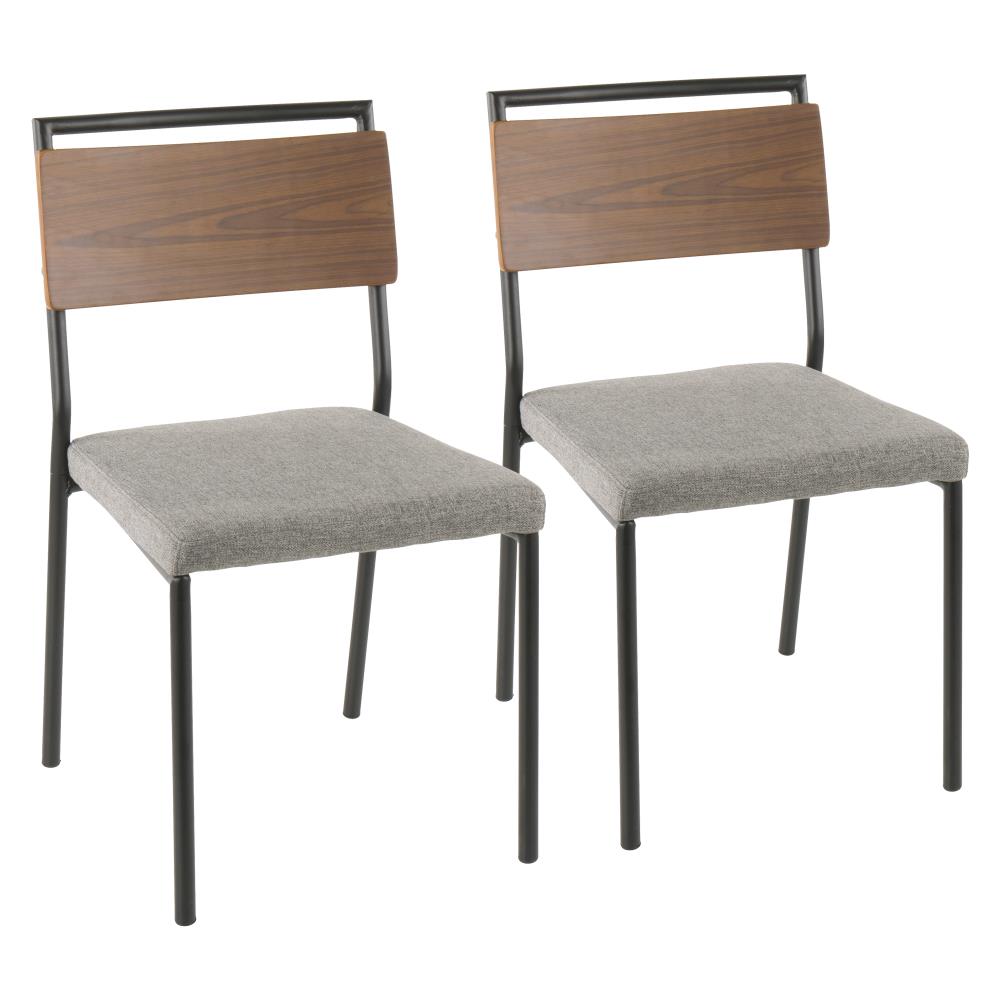 LumiSource Set of 2 Fiji Contemporary/Modern Polyester/Polyester Blend Upholstered Dining Side Chair (Metal Frame) in Gray | DC-FIJI BK+GY2