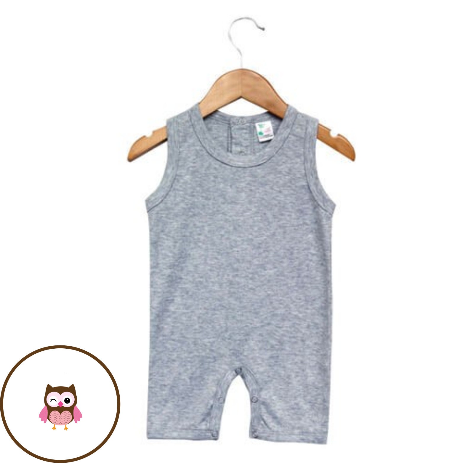 Sublimation Blanks - Poly/Cotton Blend Heather Gray Infant Baby Tank Sleeveless Romper