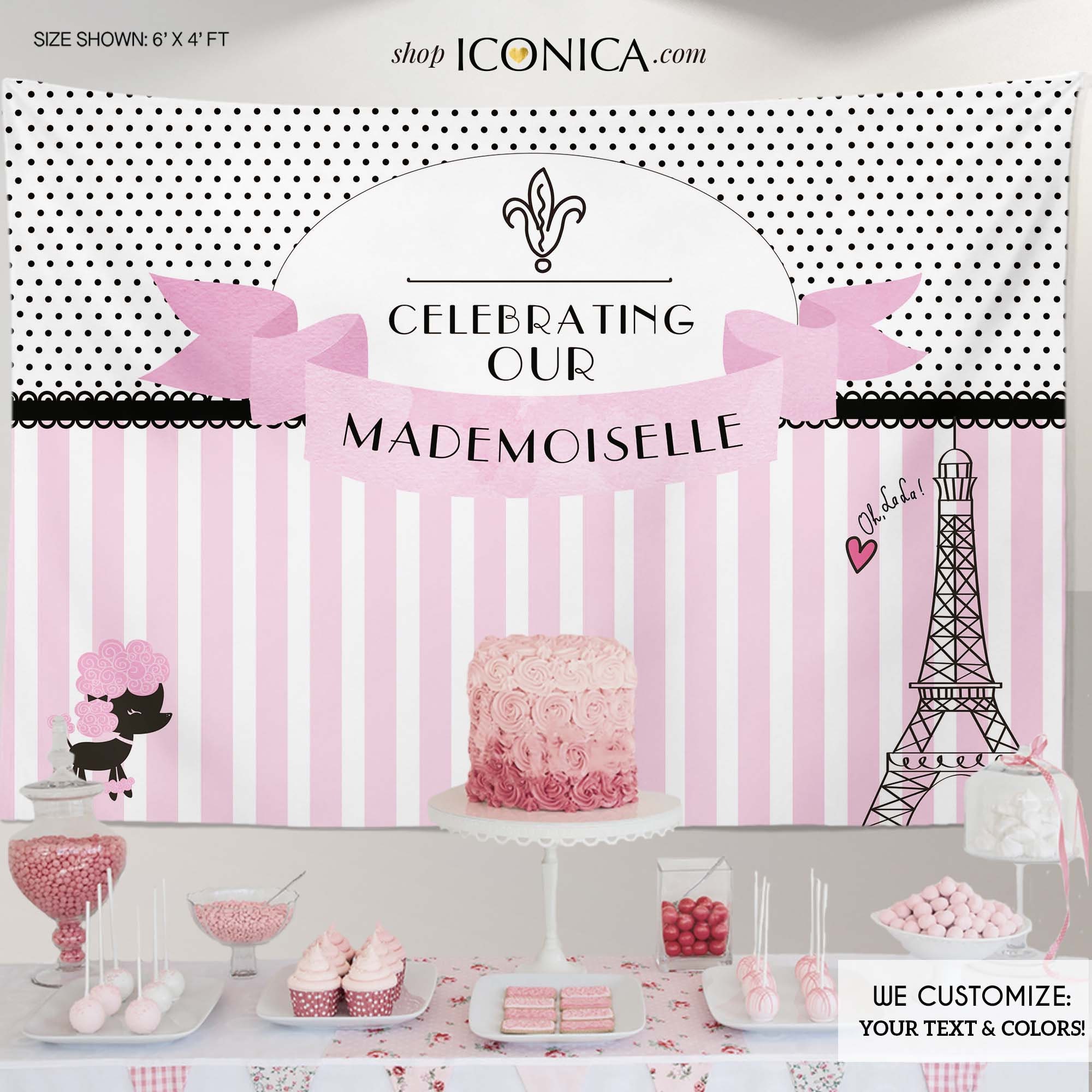 French Parisian Party Backdrop || Banner | Paris Mademoiselle Digital File Or Printed Bbd0036