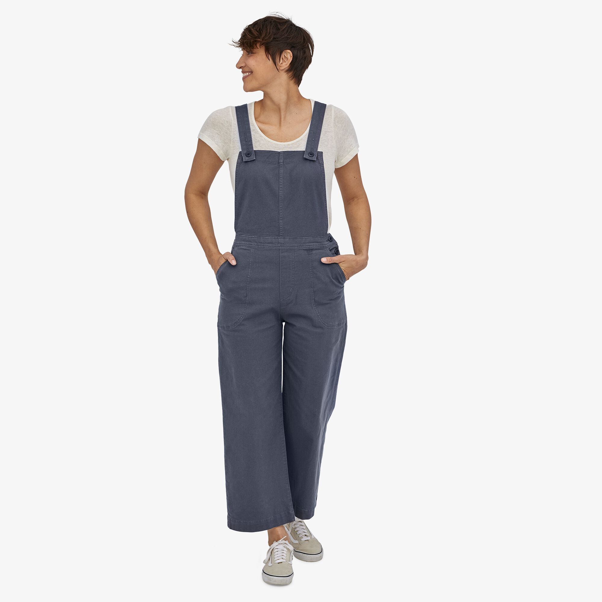 Patagonia Women's Stand Up Cropped Overalls - Organic Cotton, Smolder Blue / 4
