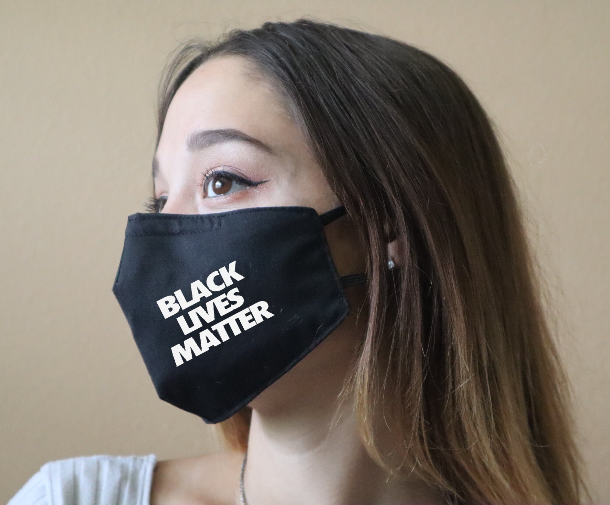 Handmade Cotton Blend Customizable Face Masks With Adjustable Ear-Loops - Black Lives Matter Adult Medium 9 X 5.5"