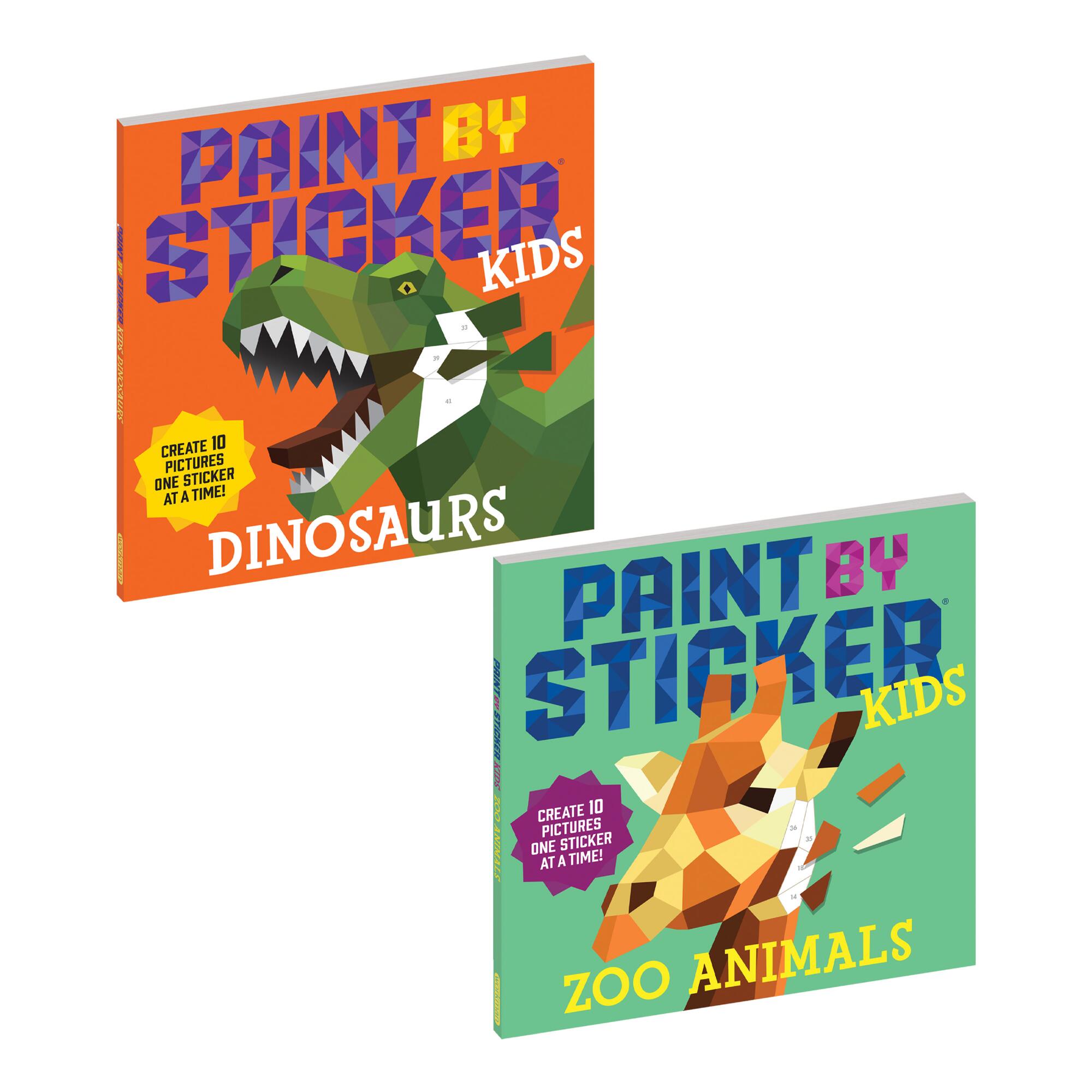 Dino and Zoo Paint by Sticker Kids Activity Books Set of 2: Multi - Paper by World Market