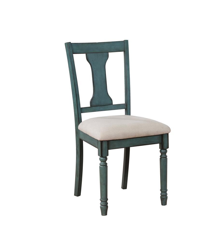 Powell Willow Casual Polyester Blend Upholstered Side Chair (Wood Frame) in Blue | 16D8214SCX