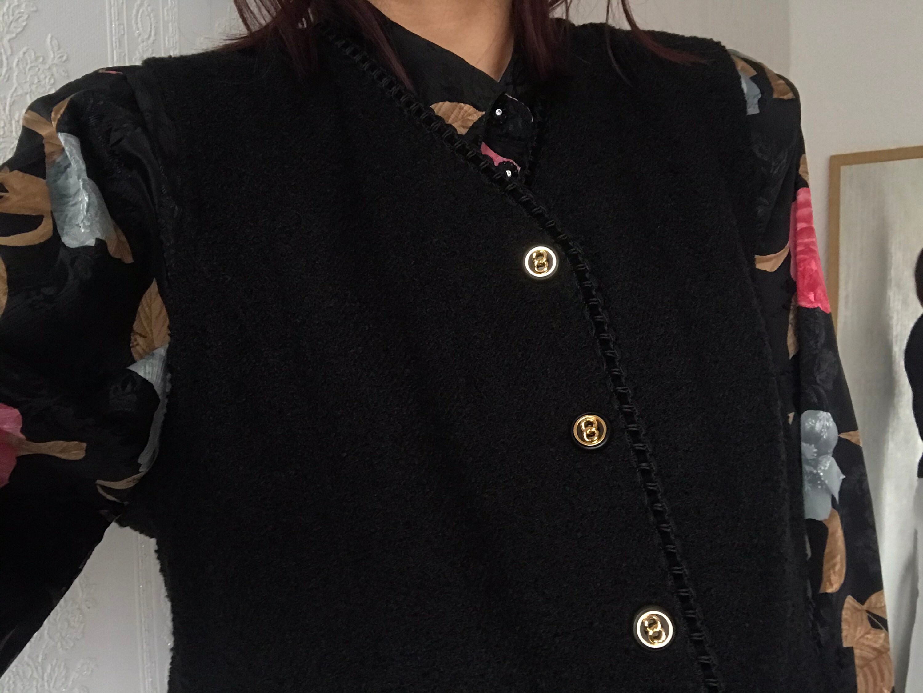 Vintage Black Wool Blend Vest/ Top/ M - Petite L