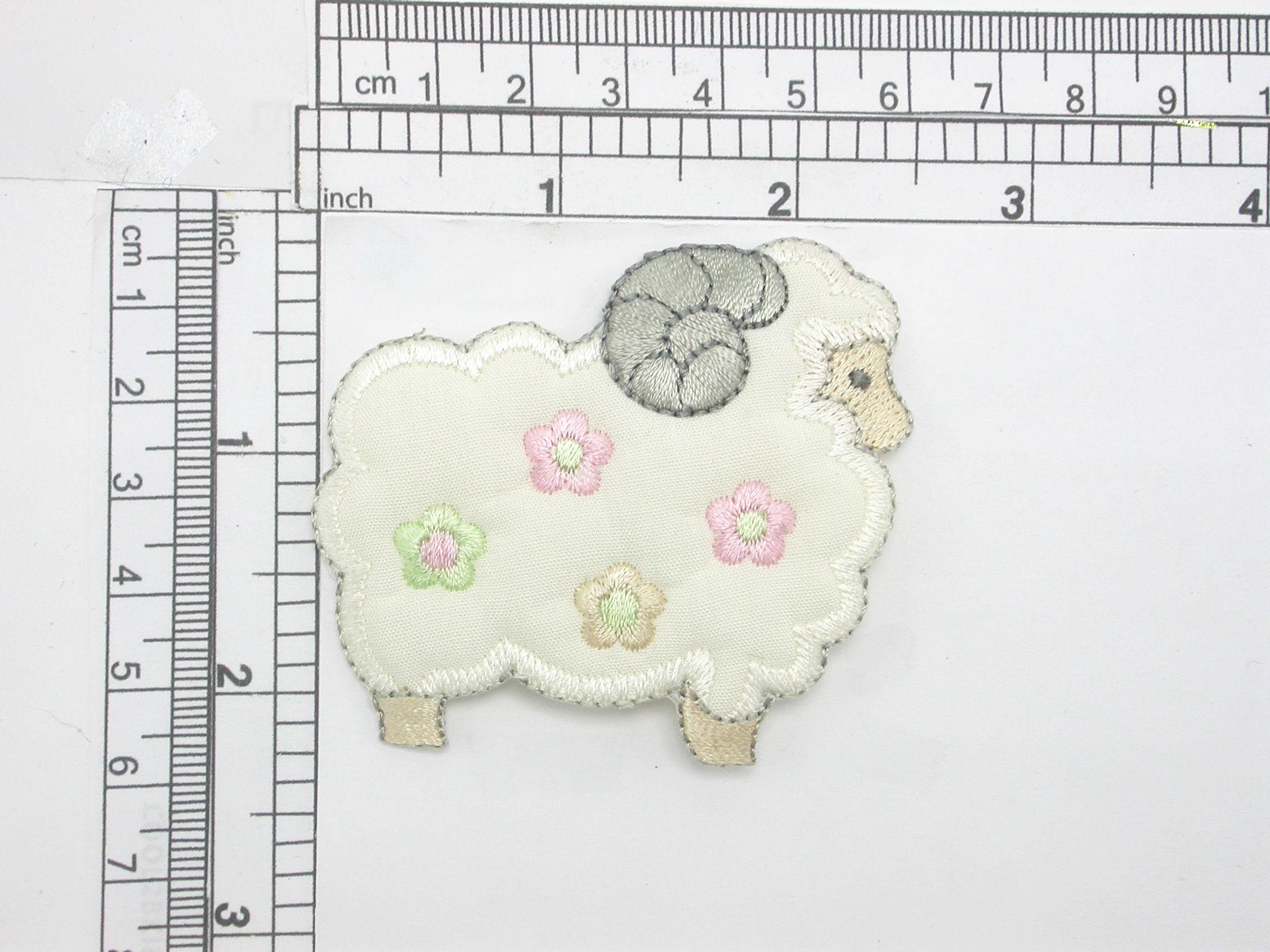 Sheep Ram Iron On Embroidered Applique Measures 2 9/16 Across X 1/4 High Approx"