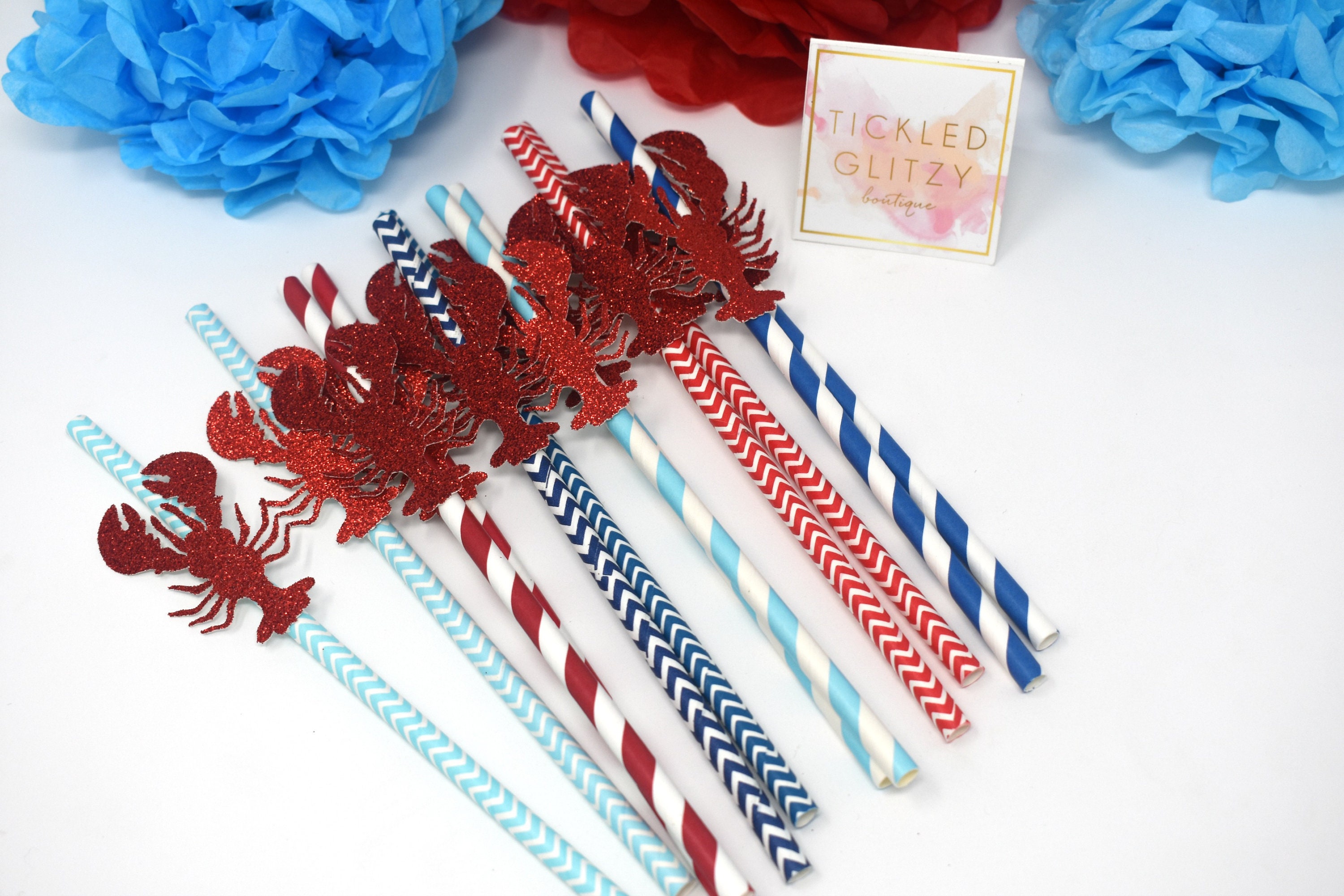 Lobster Straws, Boil Decorations, Party Decor, Maine Seafood Supplies