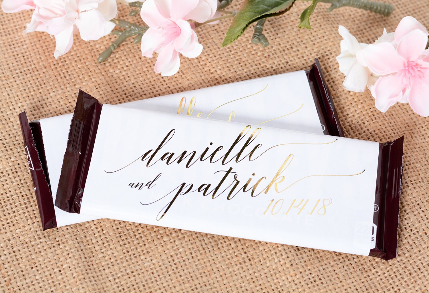 Wedding Candy Wrappers - Metallic Foil Chocolate Bar Wrappers Labels Custom Stickers #whb-109
