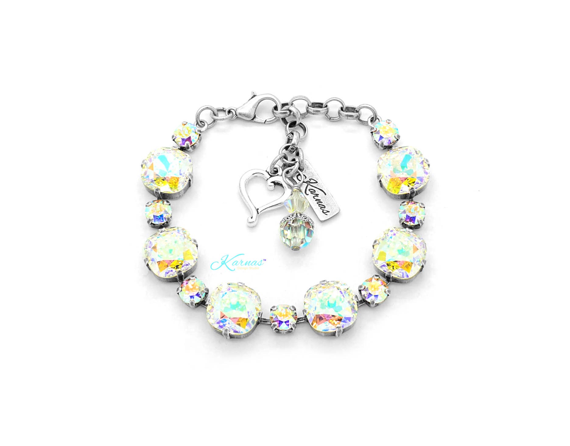 Follow Your Rainbow 6mm/12mm Cushion Cut Bracelet Made With K.d.s. Premium Crystal Choose Your Finish Karnas Design Studio Free Shipping