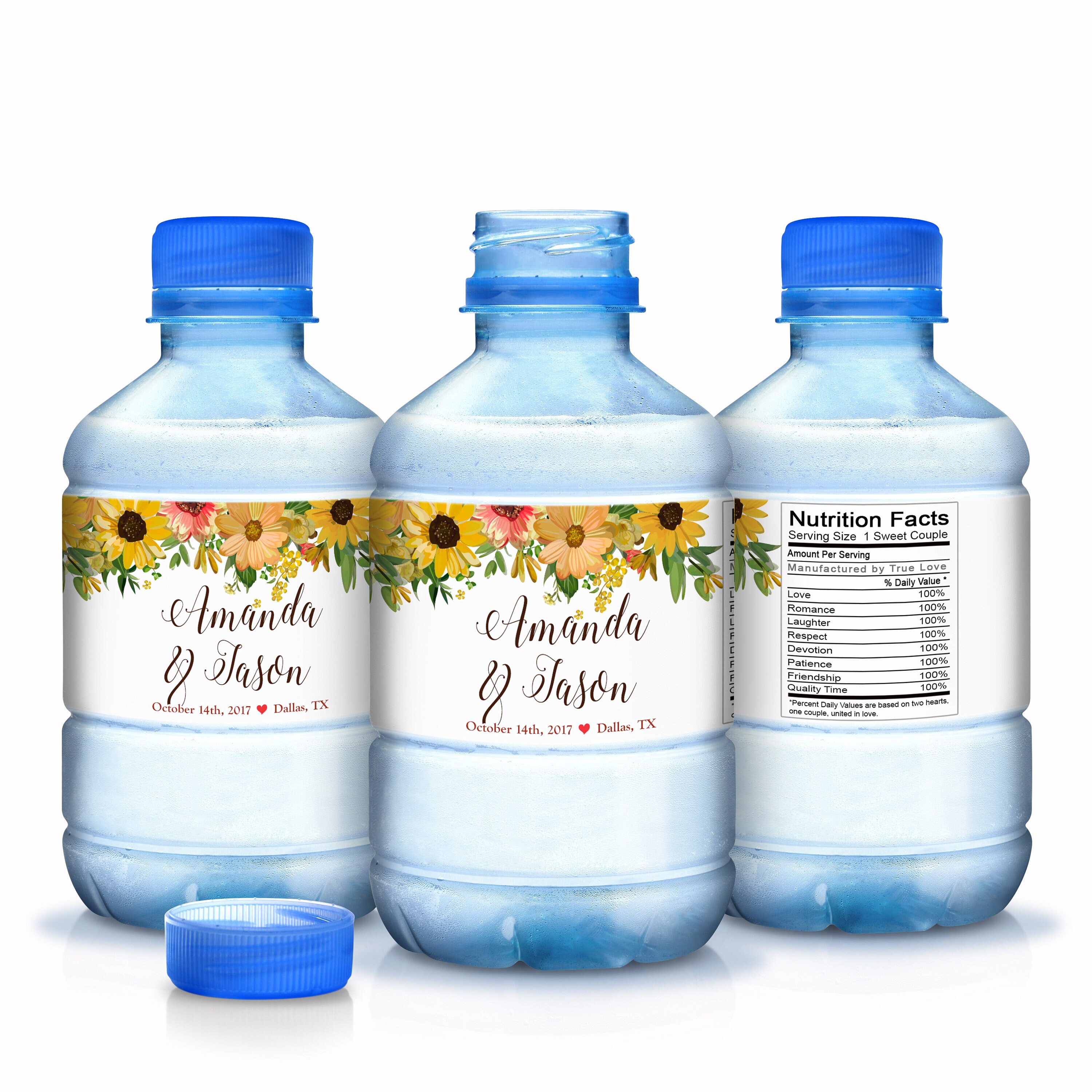 30 Wedding Water Bottle Labels - Custom Fall Favors Waterproof