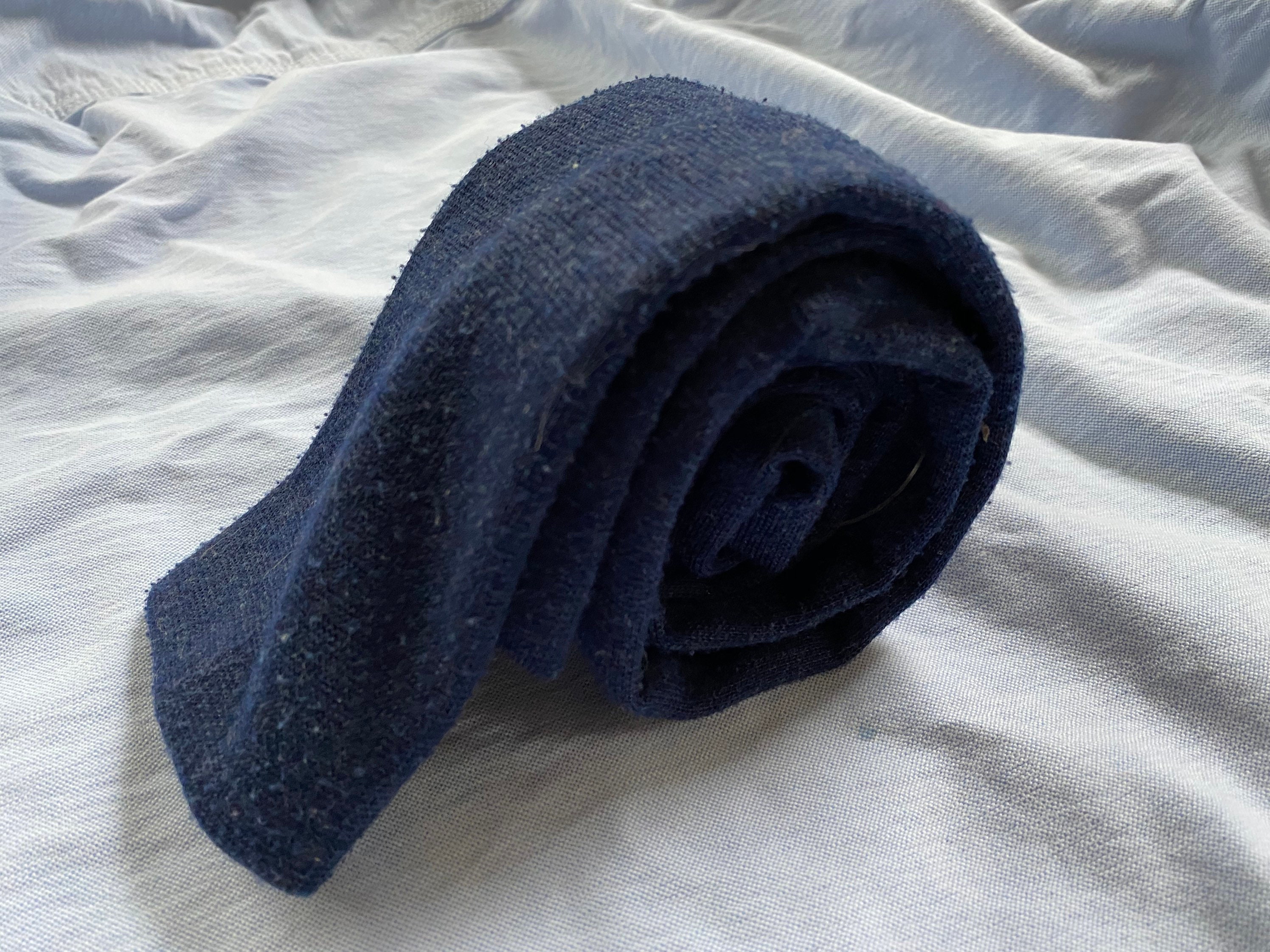 Vintage Navy Wool Blend Tie With Square End