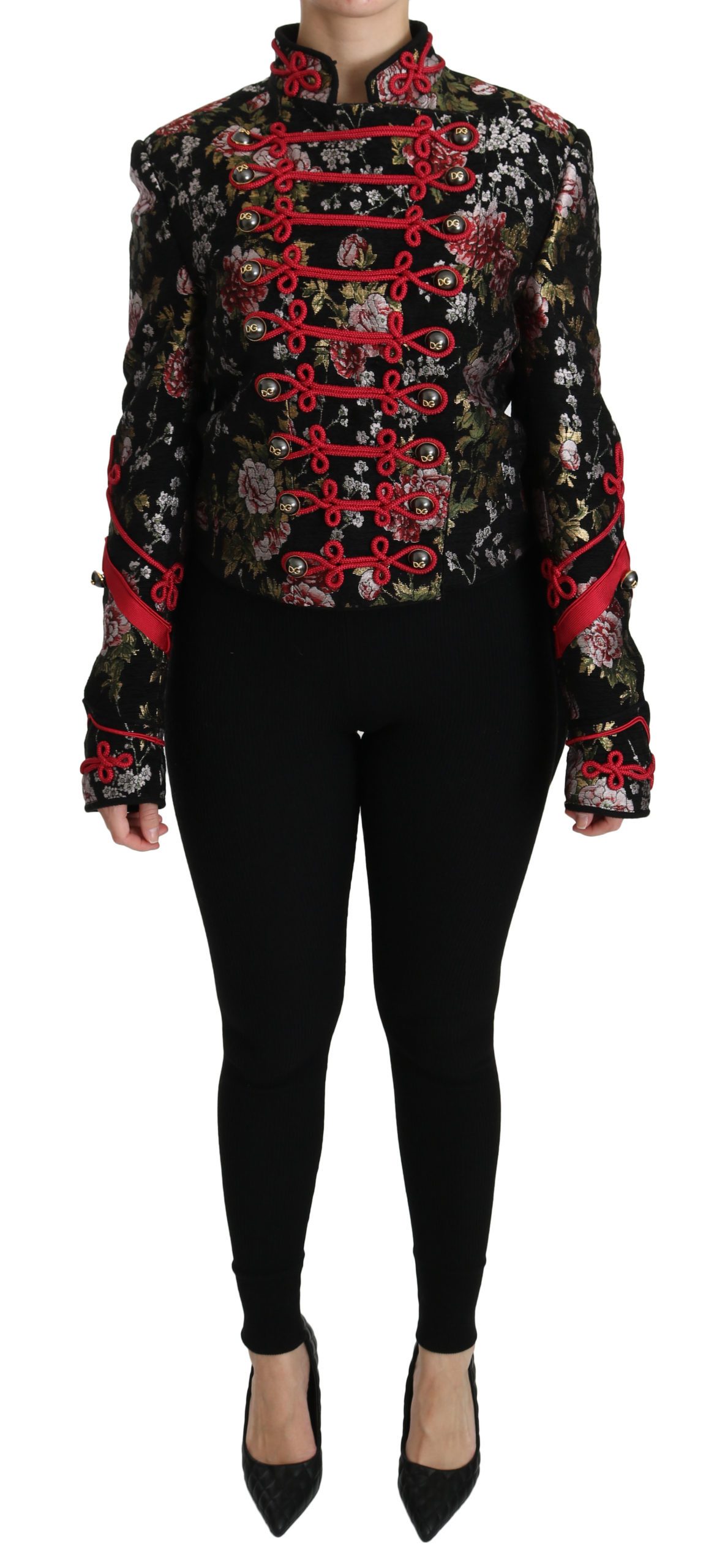 Dolce & Gabbana Women's Floral Print Jacquard Jacket Black JKT2491 - IT40|S