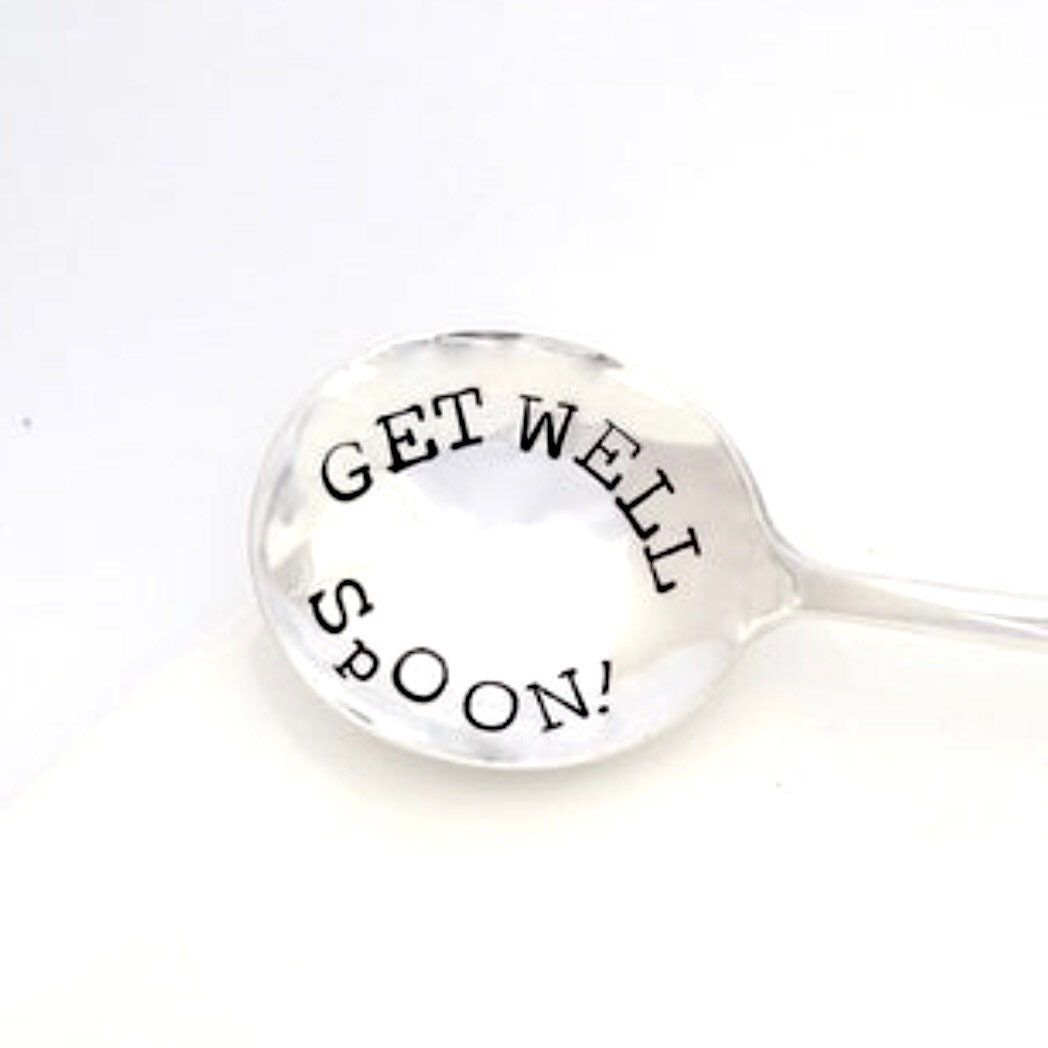Get Well Spoon Hand Stamped Vintage Spoons By Sycamore Hill, The Original. Feel Better Soon. On The Mend. You Choose Size, Font, Wording