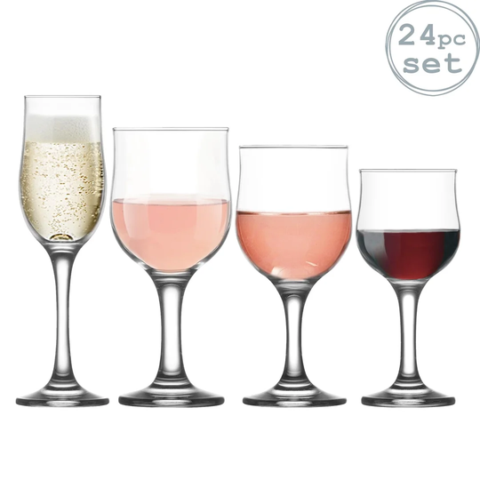 Buy 24 Piece Glass Assorted Glassware Set online