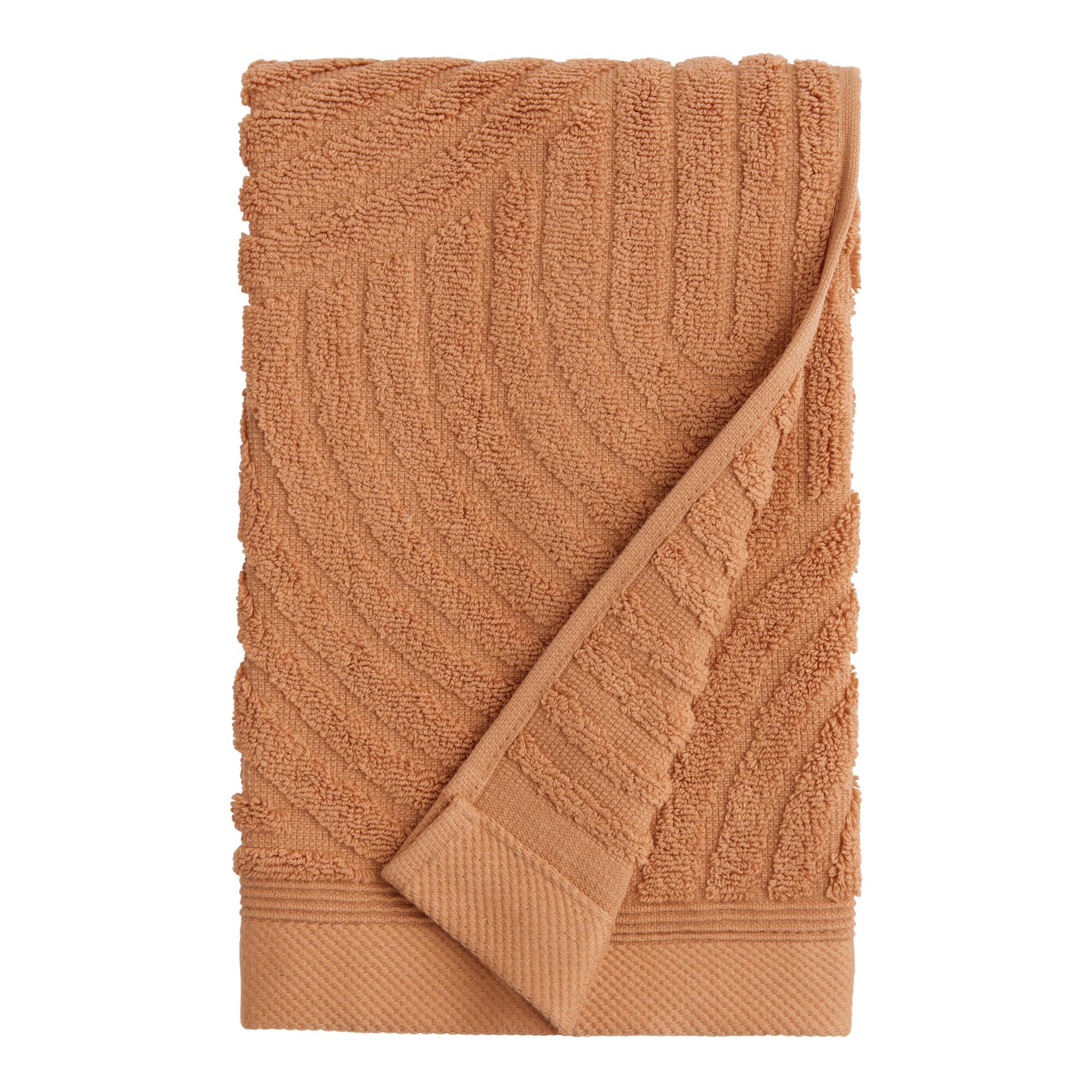 Hazel Brown Sculpted Arches Hand Towel - Cotton by World Market