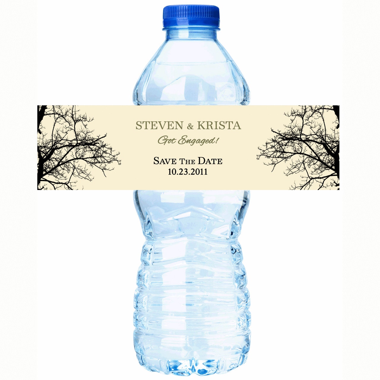 30 Branches Personalized Save The Date Water Bottle Labels - Select Quantity You Need Below in Pricing & Quantity Option Tab"