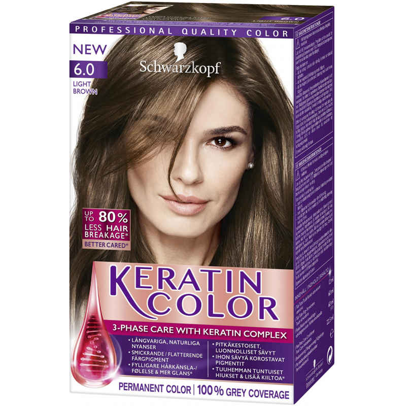 Hårfärg "Keratin Color 6.0 Light Brown" - 38% rabatt