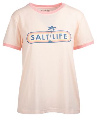 Salt Life Salt Company Ringer Tri-Blend Short-Sleeve T-Shirt for Ladies - Pink Pearl - L