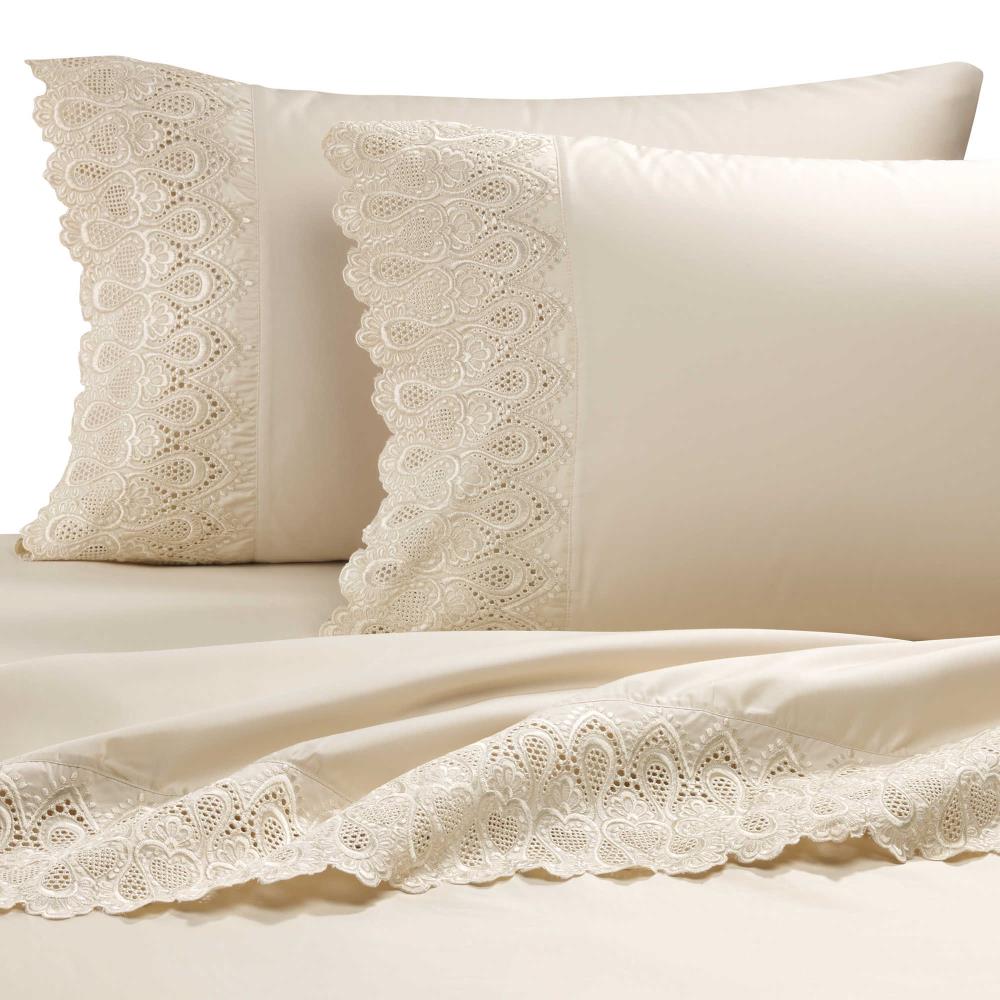 Grace Home Fashions RENAURAA Smart Queen Cotton Blend Bed Sheet in Off-White | 600CVC_N LC QN IV