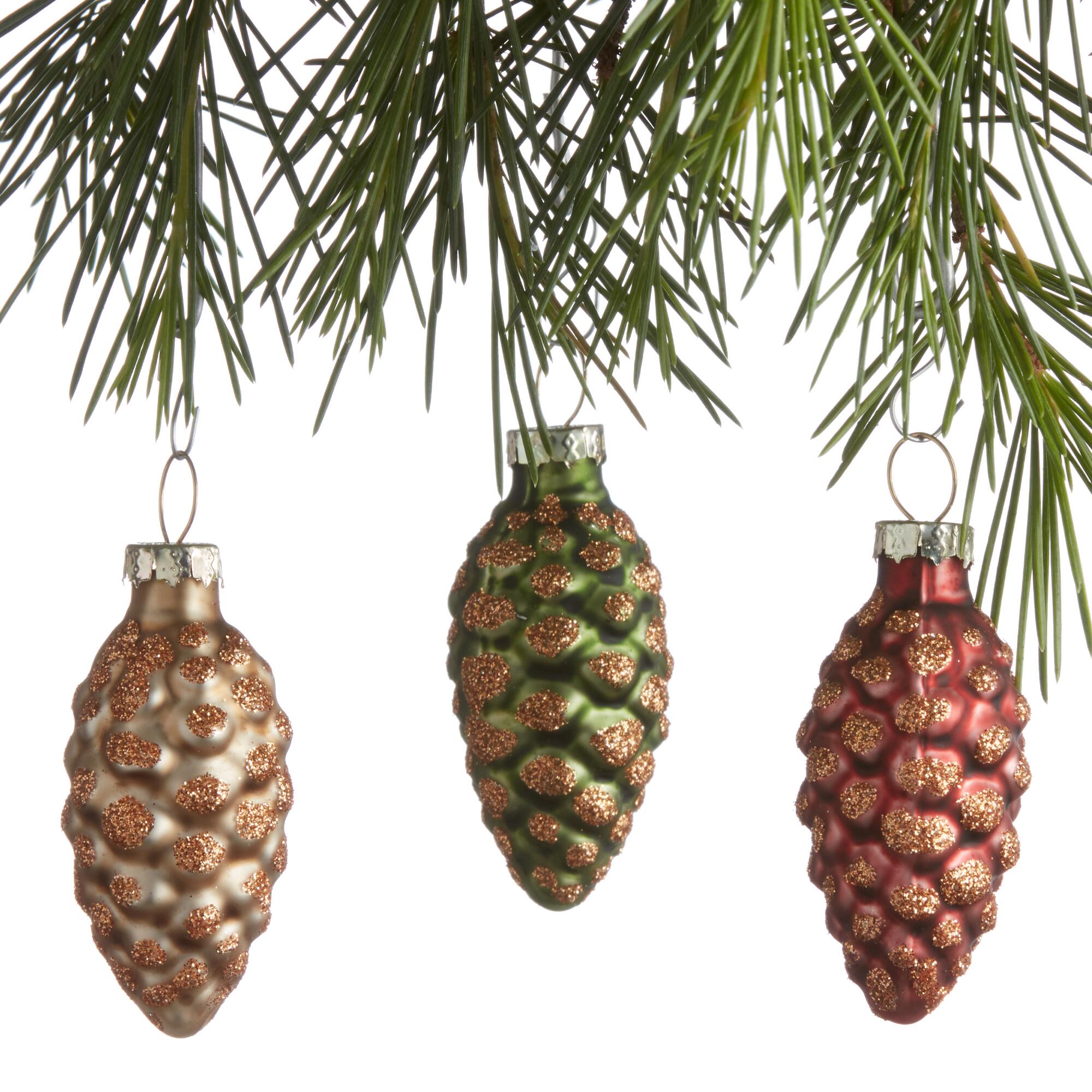 Glass Pinecone Boxed Ornaments 12 Pack: Multi by World Market