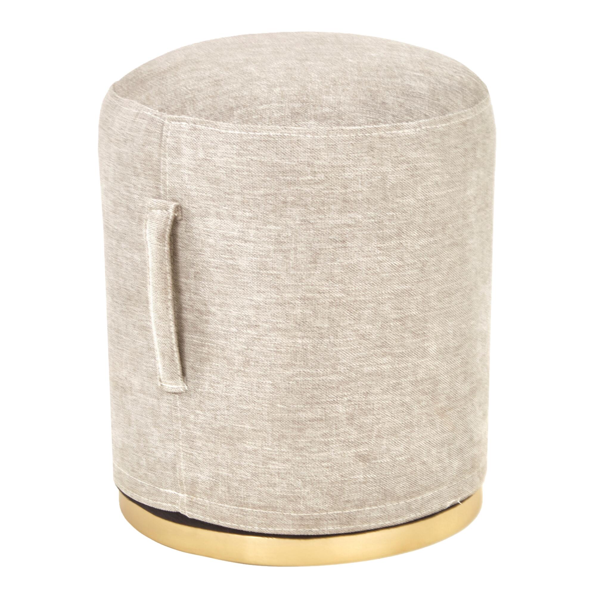 Taupe Gray Upholstered Bailey Stool: Gray/Natural by World Market
