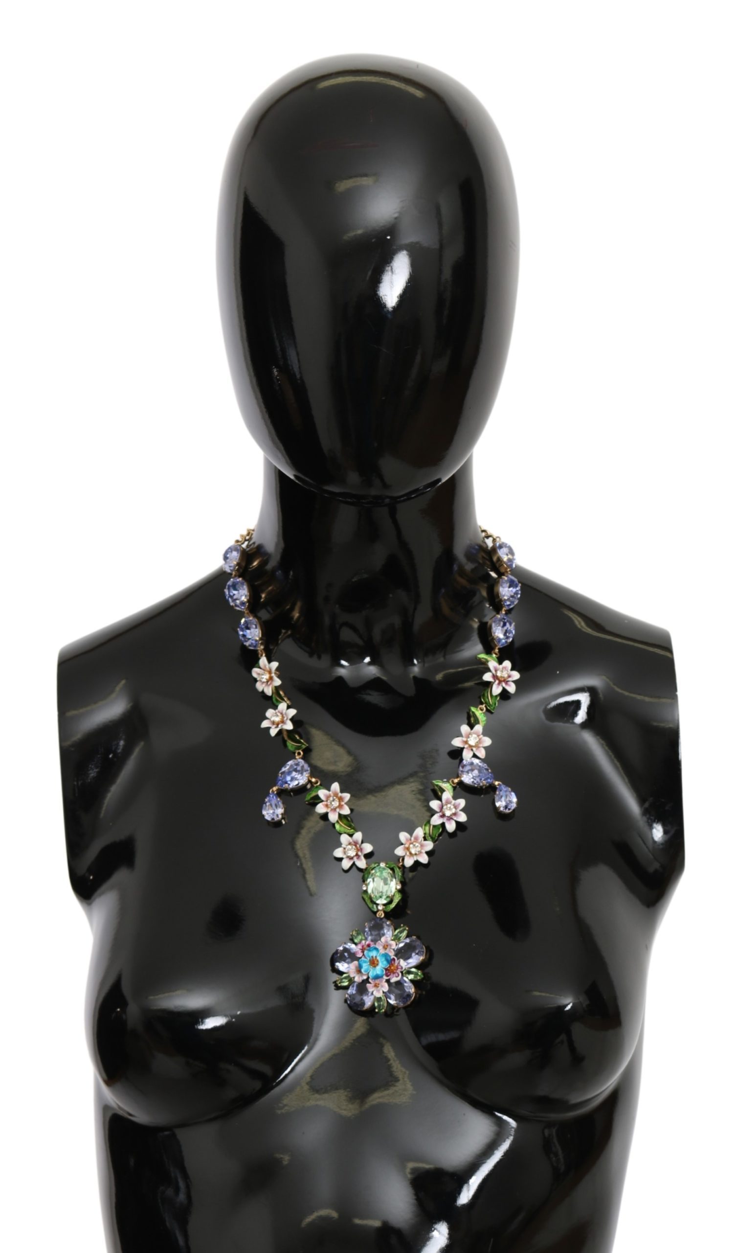 Dolce & Gabbana Women's Floral Crystal Charm Necklace Blue SMY7152