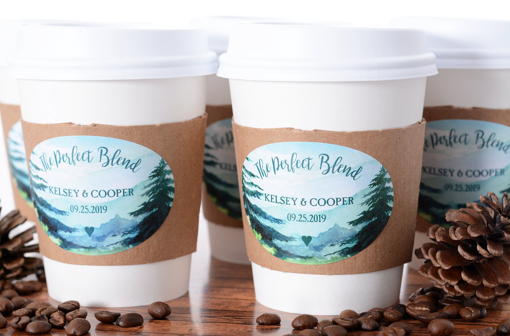 Wedding Cups - Mountain Coffee Beverage Supplies & Labels Hot Chocolate & Sleeves #wdicf-249