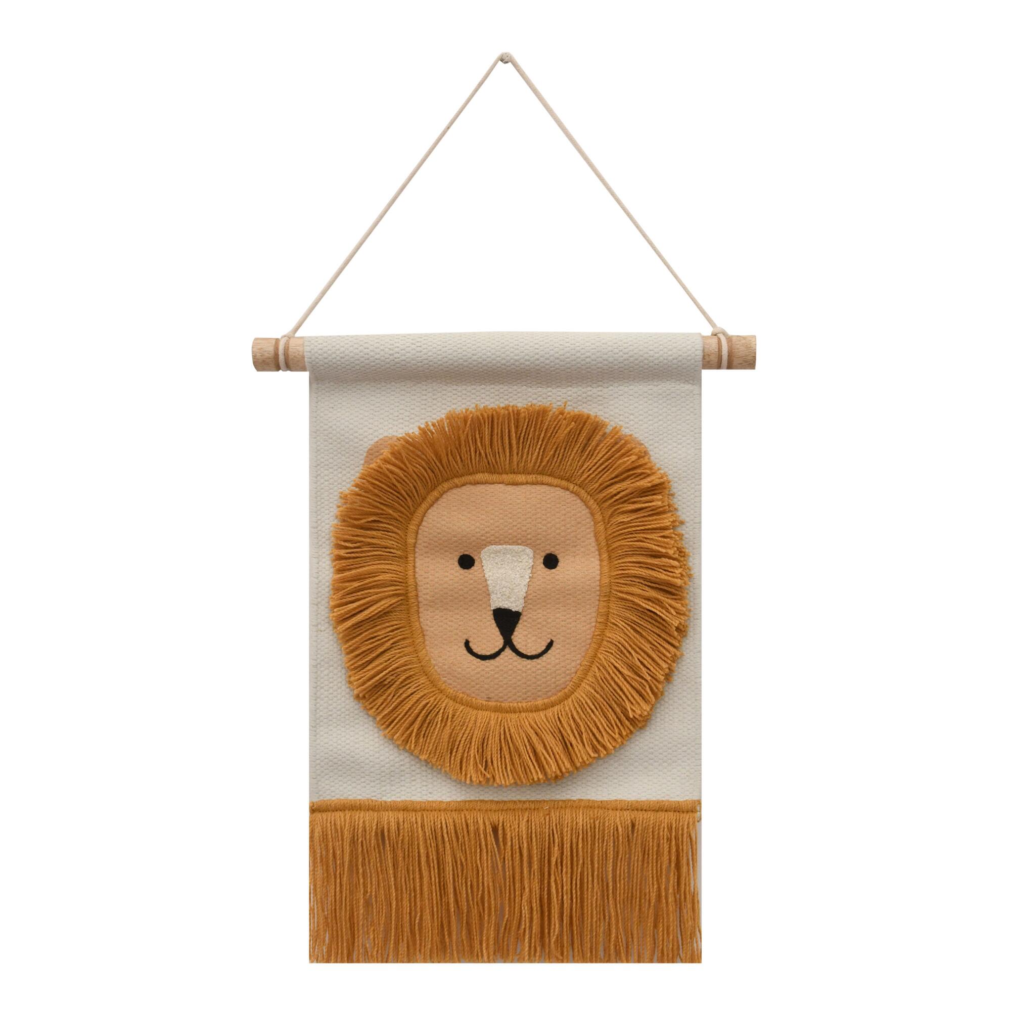 Ivory And Orange Lion Woven Wall Hanging: Multi - Recycled Cotton by World Market