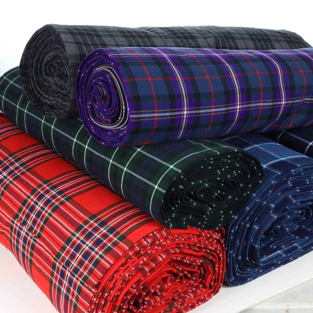 Homespun Wool Blend Tartan Fabric A-L Tartans | Over 70 Available - Machine Washable