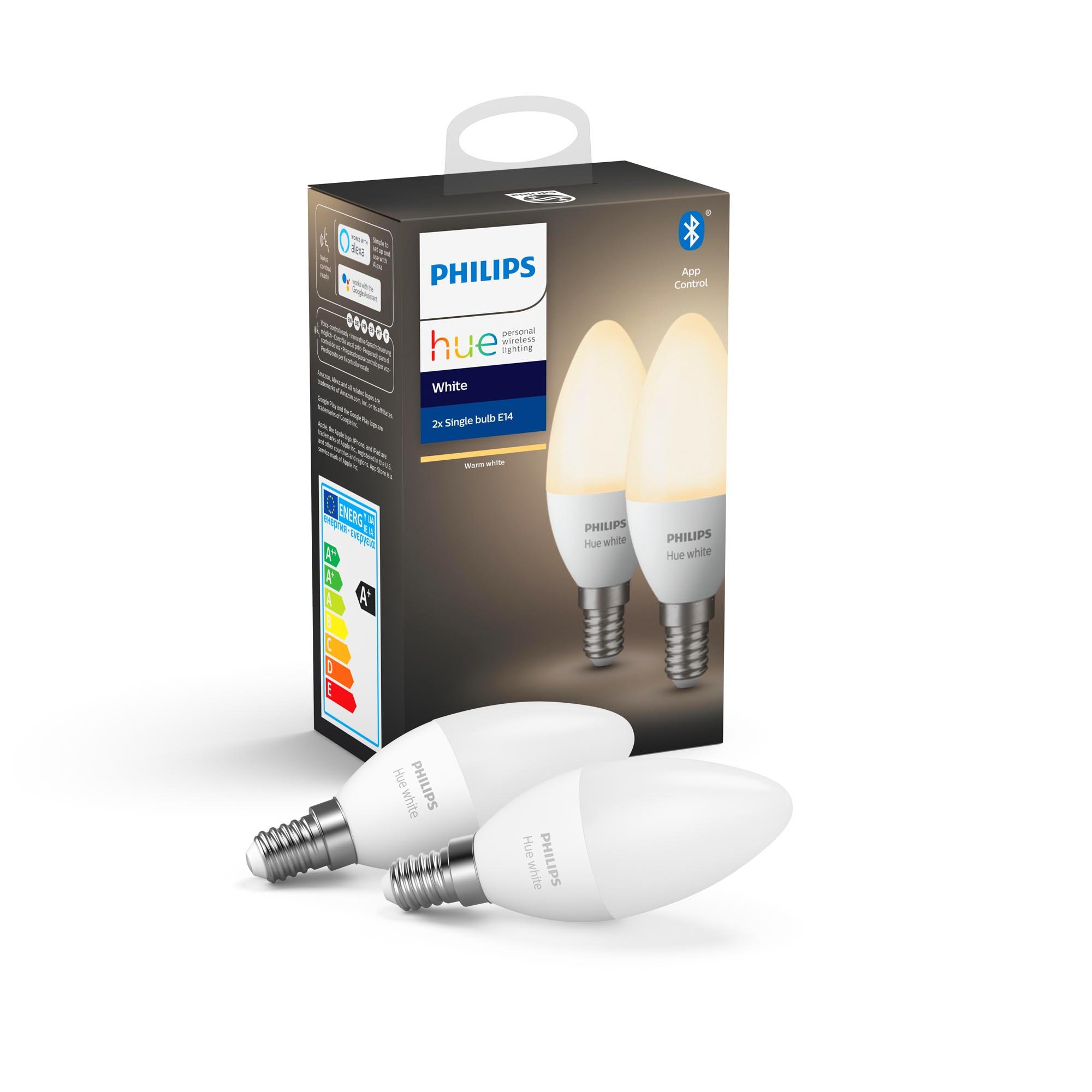 Buy Philips Hue - E14 2-Pack - Warm White - Bluetooth online