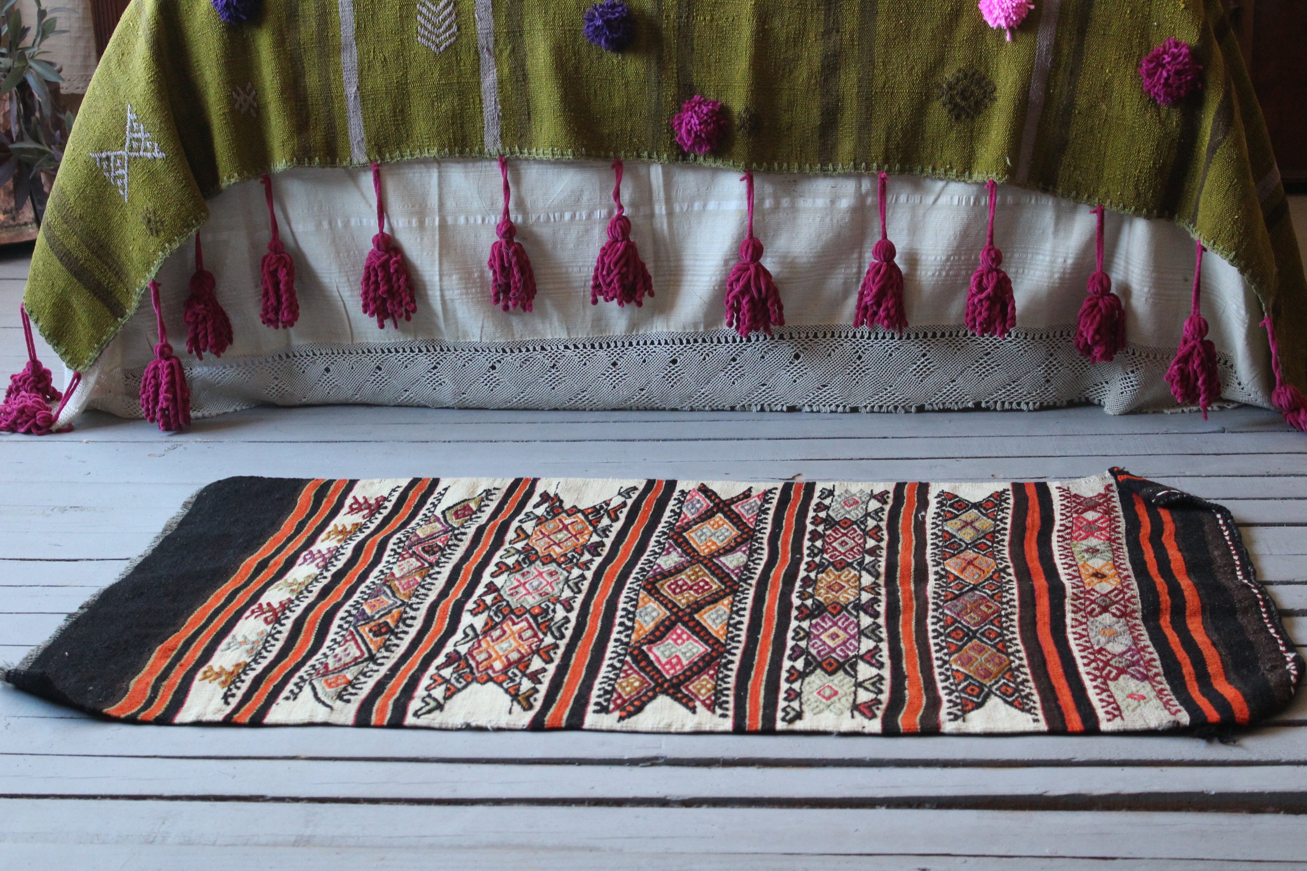 2'5x4'4 Vintage Turkish Kilim, Bohemian Kilim, Bathroom Kilim Rug, Handwoven Wool Small Kilim, Ethnic Kelim"