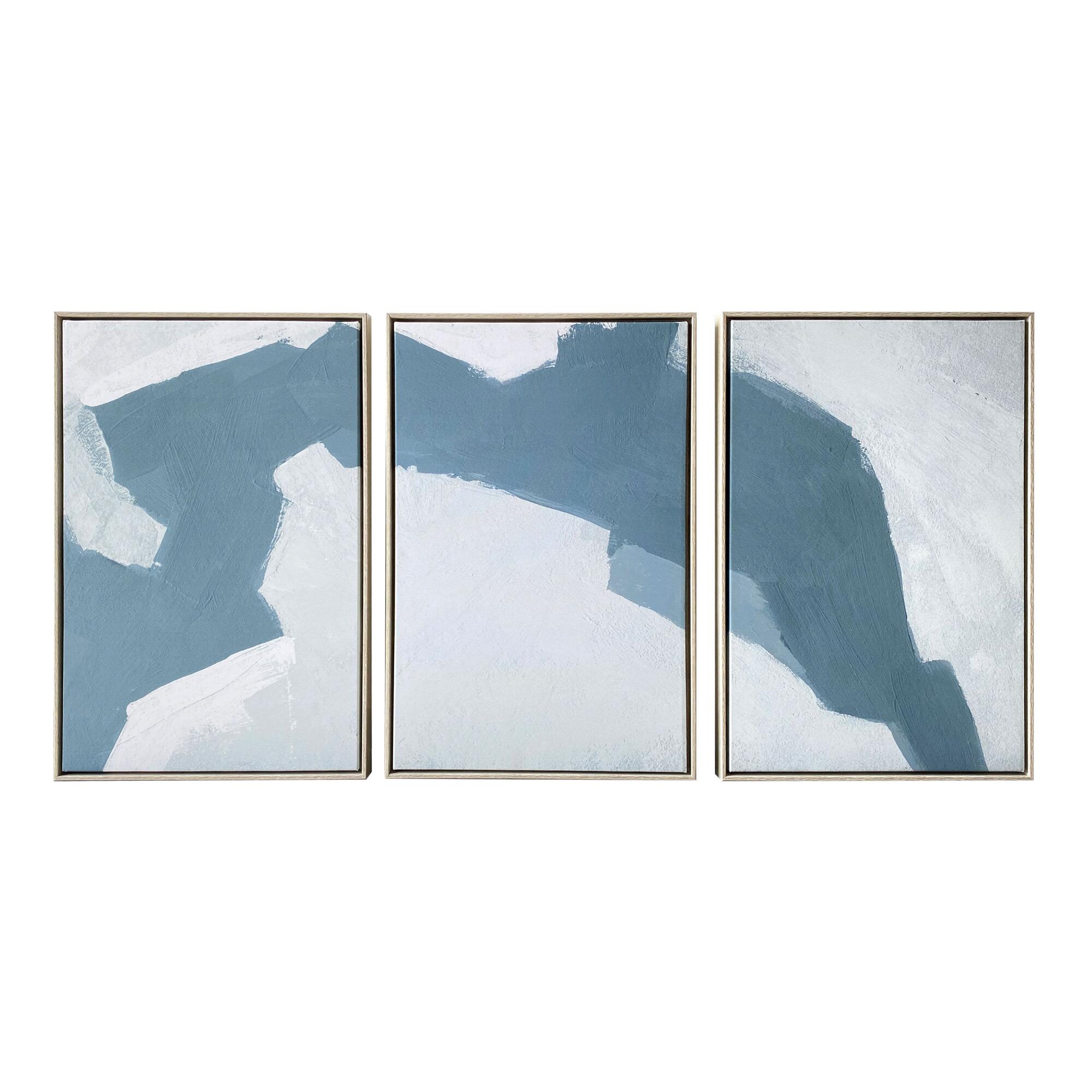 Blue Abstract Triptych Framed Canvas Wall Art 3 Piece by World Market