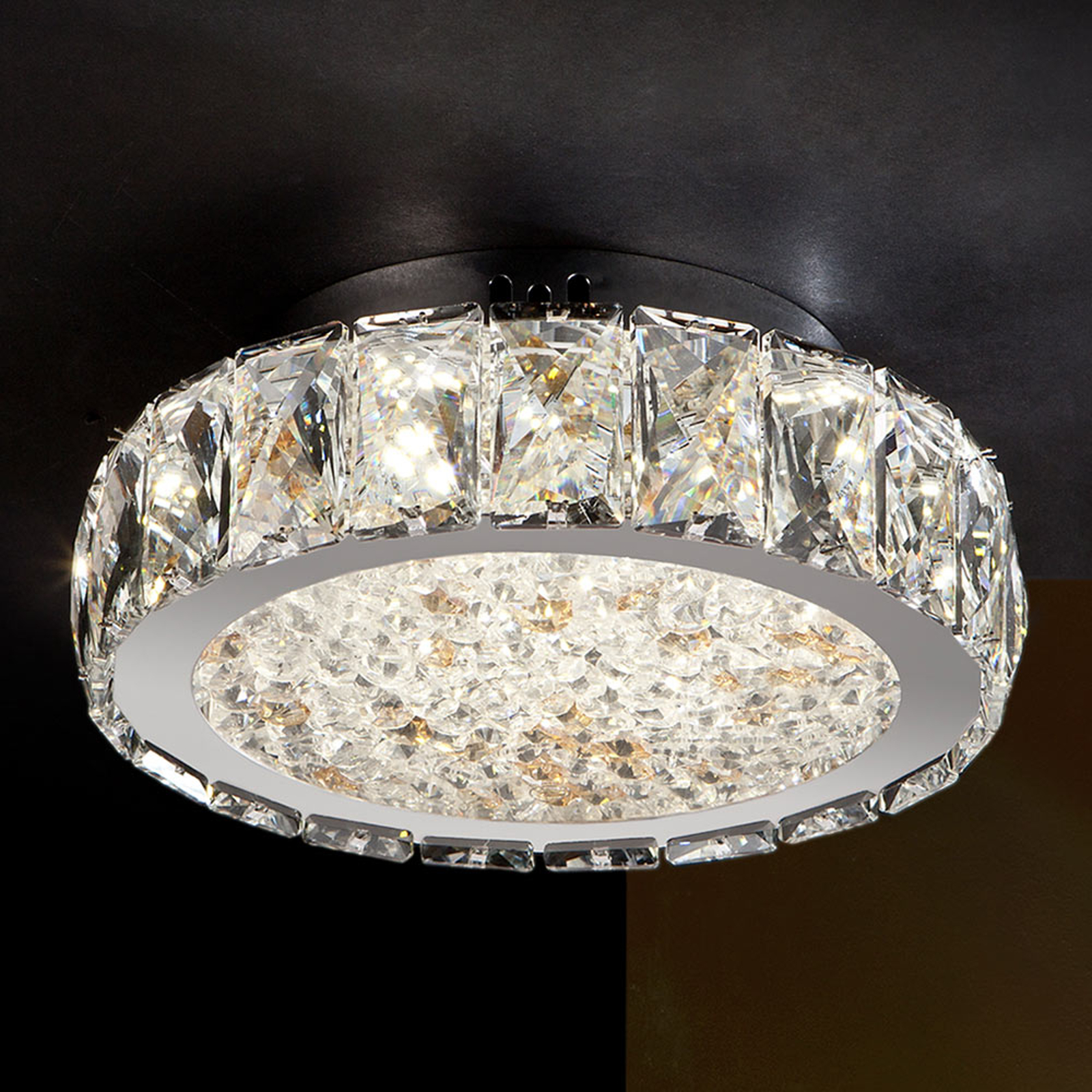 LED-kattovalaisin Dana, kristalleja, Ø 23 cm