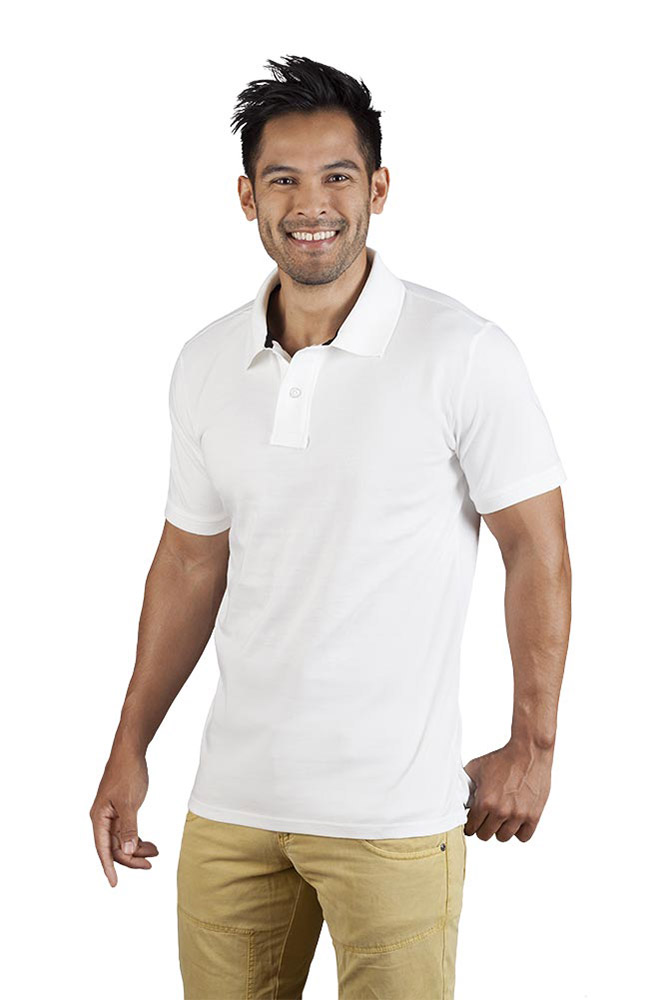 Single-Jersey Poloshirt Herren Sale, Weiß-Schwarz, L