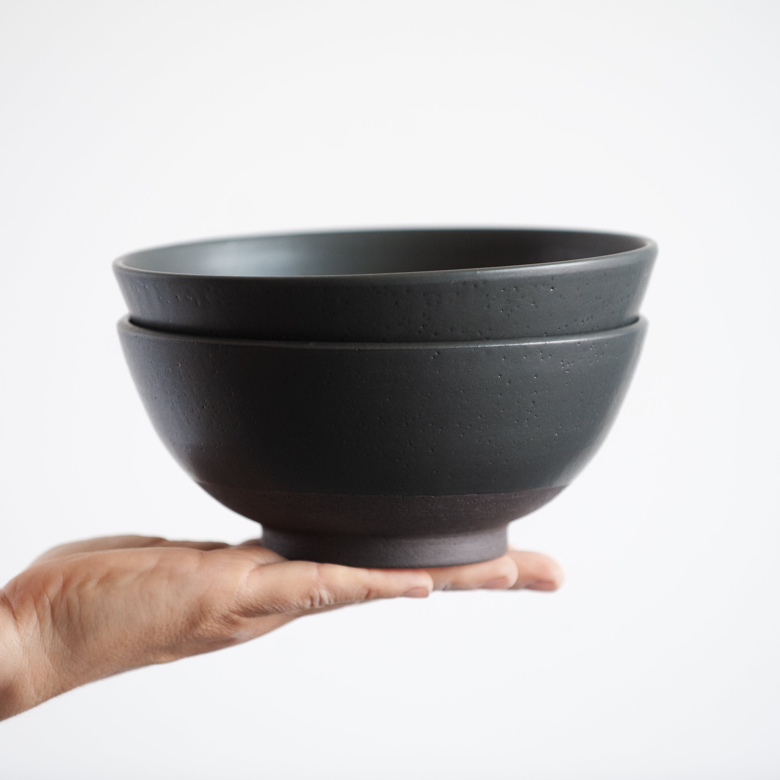 In Stock 30Oz/900Ml Set Of 2 Ramen Bowls in Total Black Color, Matt Glazed, Stoneware Handmade Ceramic, Christmas Gift