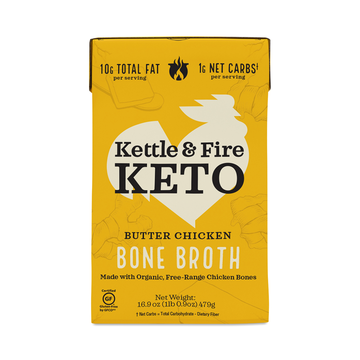 Kettle & Fire Keto Bone Broth, Butter Chicken 16.9 oz carton