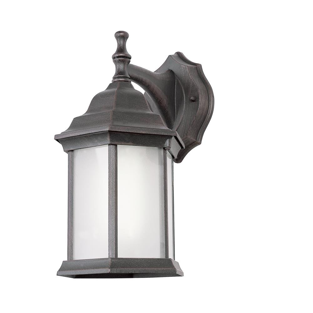 Lucid Lighting 12.5-in Traditional 1-Light Outdoor Wall Lantern, Energy-Saving, Frosted Glass, Filtered Light, Metal Housing, Blends with Various