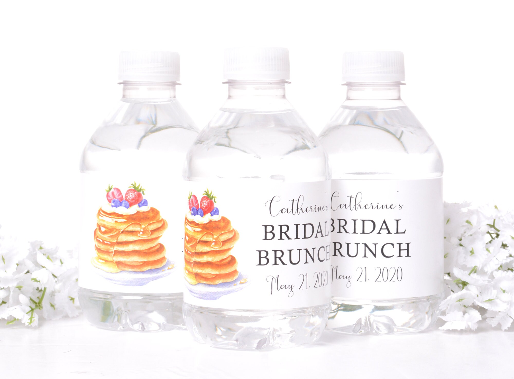 Wedding Bridal Shower Bachelorette Party Decor, Pancake Bottle Sticker, Brunch Water Stickers, Bottled Label -#biw-90