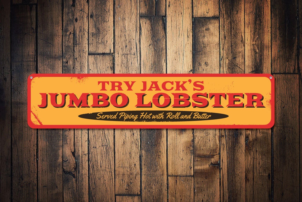Jumbo Lobster Sign, Personalized Seafood Restaurant Custom Beach House Metal Decor, Big Lobsters - Quality Aluminum