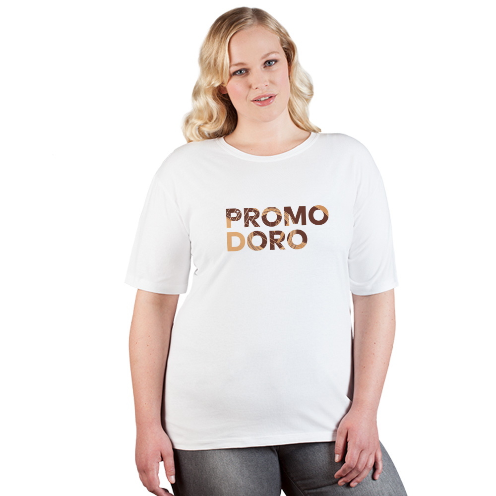 Print "promodoro guitar" Premium T-Shirt Plus Size Damen, Weiß, XXXL