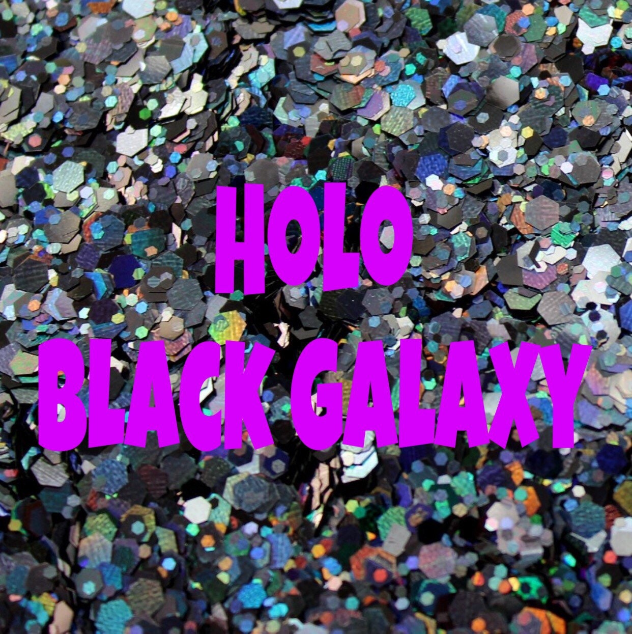 1Oz Chunky Blend Glitter, Mixed Size Mix, Polyester Glitter Mixes, Sold By The Ounce, Holo Black Galaxy Mix