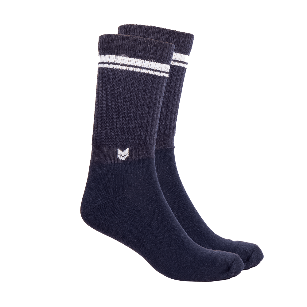 VAI-KØ Crew Sock - Organic Merino Wool, Navy / 35-38