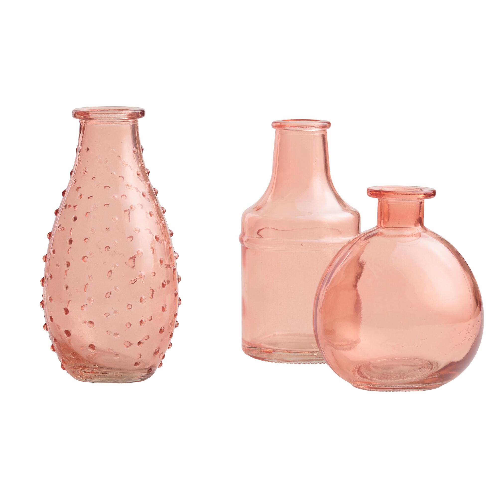 Coral Glass Bud Vases Set of 3: Pink by World Market