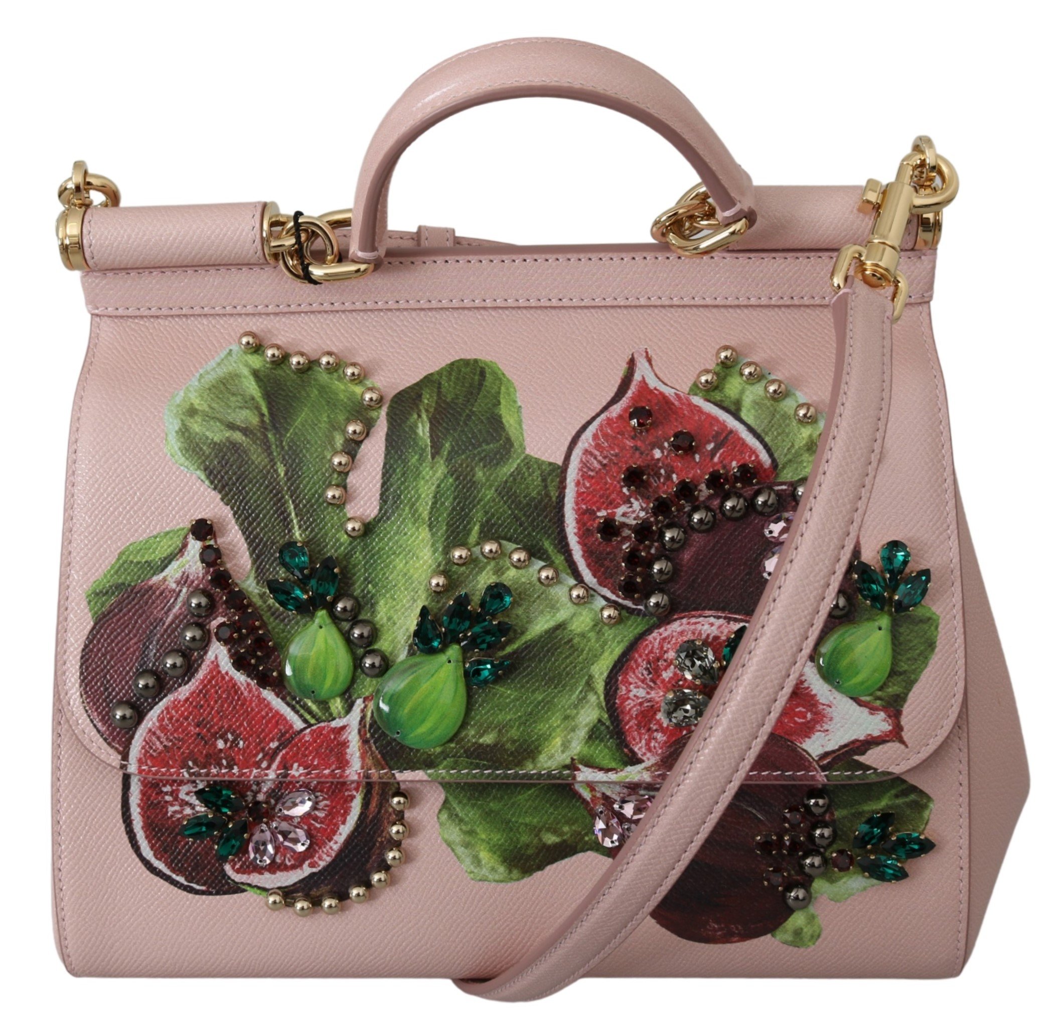 Dolce & Gabbana Women's Fruit Crystal Leather Shoulder Bag Pink VAS9956