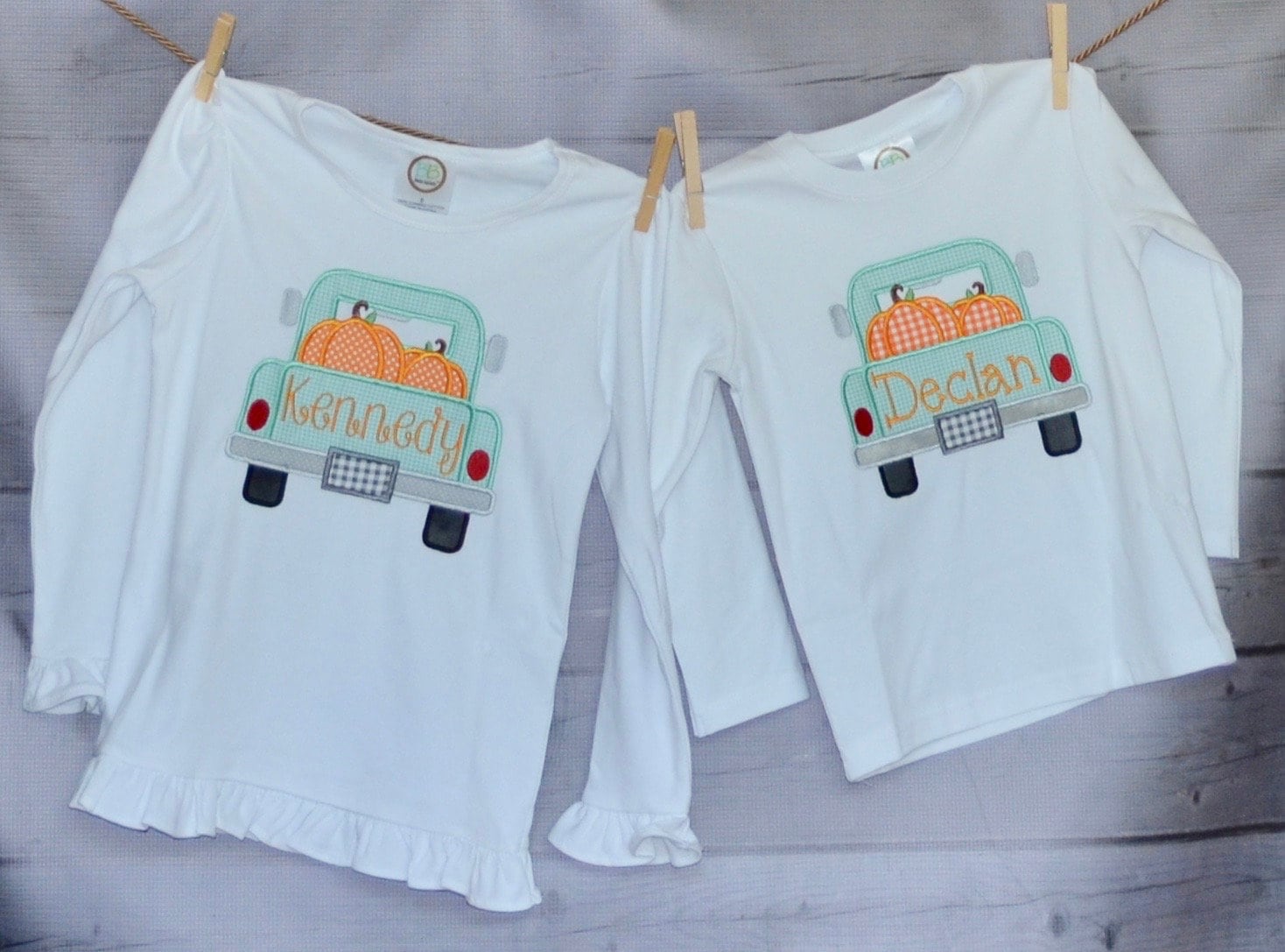 Personalized Truck With Pumpkins Applique | Design From Boutiqufonts Shirt Or Bodysuit For Boy Girl