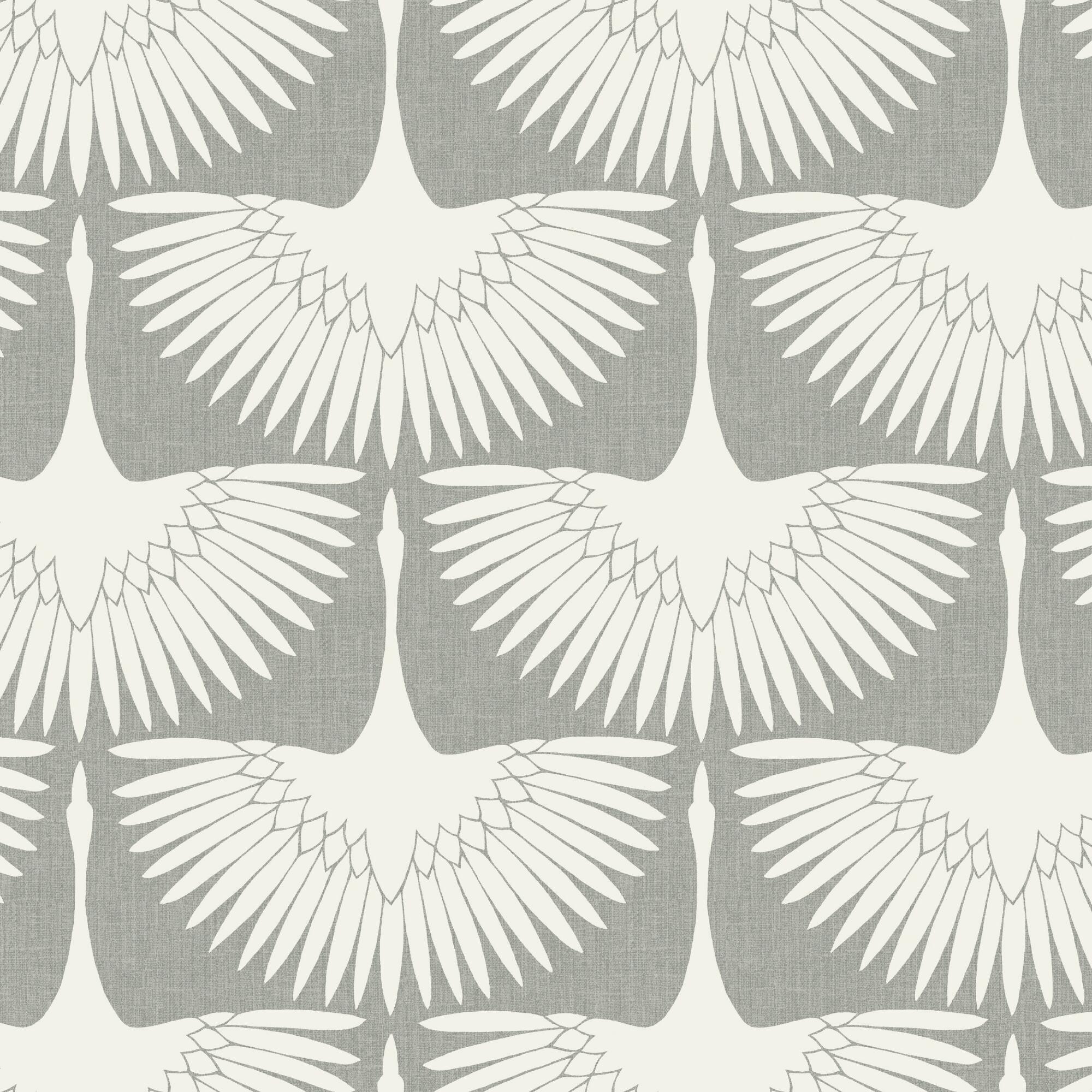 Light Gray Genevieve Gorder Cranes Peel And Stick Wallpaper: White by World Market