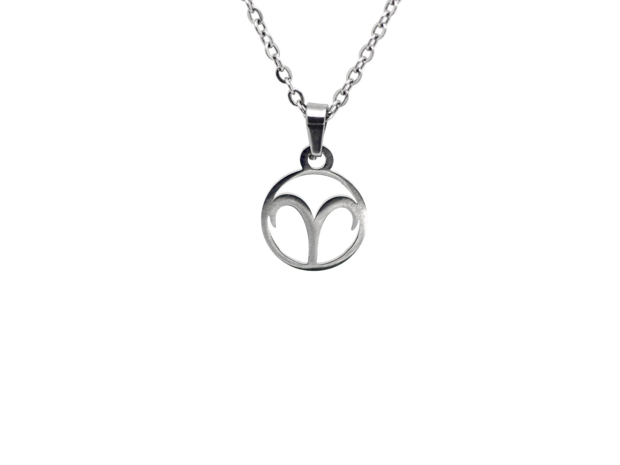 The Ram Necklace, Silver Tone Aries Charm, Zodiac Birthday Jewelry