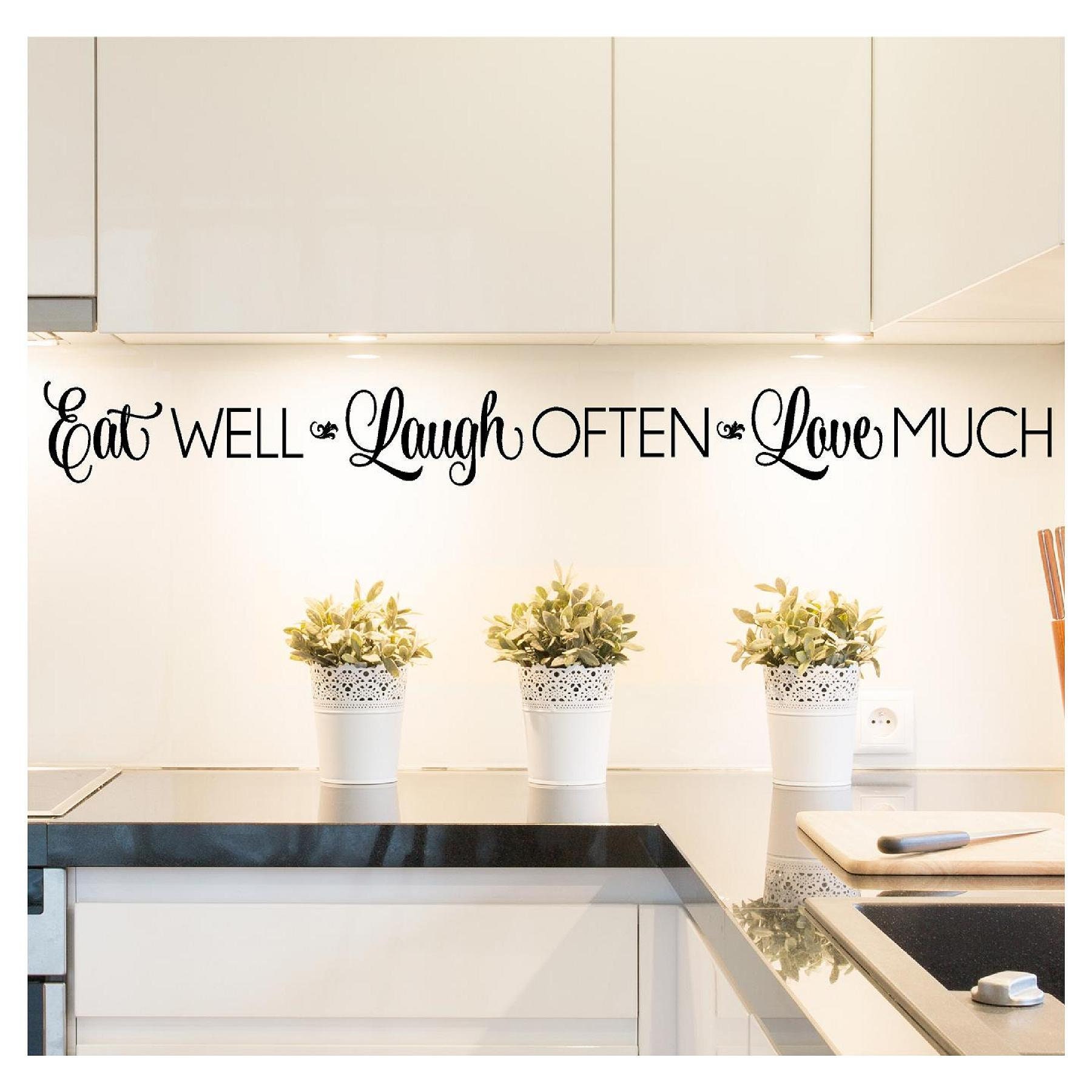 Eat Well, Laugh Often, Love Much Vinyl Lettering Wall Decal Sticker Kitchen Quote Saying Decals Words